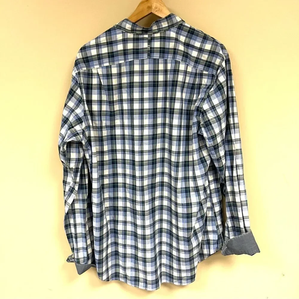 Banana Republic blue plaid button down size L
